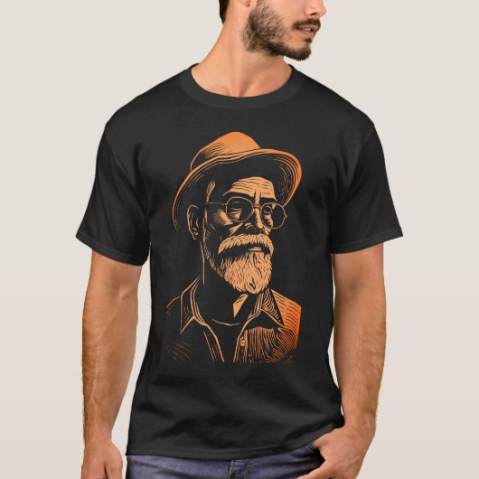 Rustikaler Bauer Portrait T - Shirt (Vorderseite)