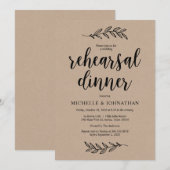 Rustikaler Bauernhof Braun Kraft, Probe Abendessen Einladung (Vorne/Hinten)