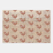 Rustikaler Bauernhof Burlap Chicken Wrapping Paper Geschenkpapier Set (Vorderseite)