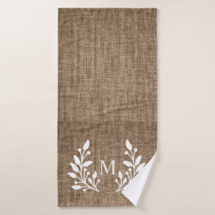 Rustikaler Bauernhof Burlap Monogram Badehandtuch
