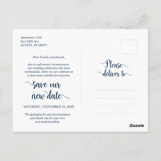 Rustikaler Bauernhof, Datumswechsel, Navy Blue, Zu Postkarte (Rückseite)