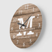 Rustikaler Bauernhof Familienname Monogram Große Wanduhr (Winkel)