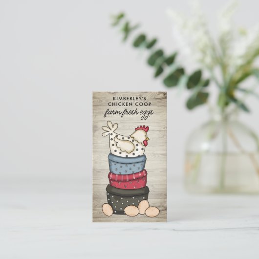 Rustikaler Bauernhof Frische Eier Hühnereier Visitenkarte (Stehend Vorderseite)