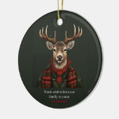 Rustikaler Bauernhof Kariertes Hirsch und Grün Keramik Ornament (Links)