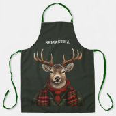Rustikaler Bauernhof Kariertes Hirsch und Grün Schürze (Vorderseite)