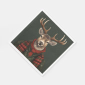 Rustikaler Bauernhof Kariertes Hirsch und Grün Serviette (Ecke)