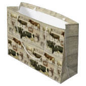 Rustikaler Bauernhof Kuh Holz Muster Maskuline Große Geschenktüte (Rückseite Schrägansicht)