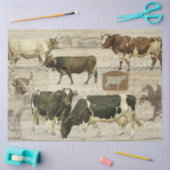 Rustikaler Bauernhof Kuh Rind Bauernhof Holz Decou Seidenpapier (Basteln)