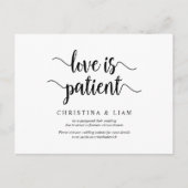 Rustikaler Bauernhof, Liebe ist geduldig, Hochzeit Postkarte (Vorderseite)