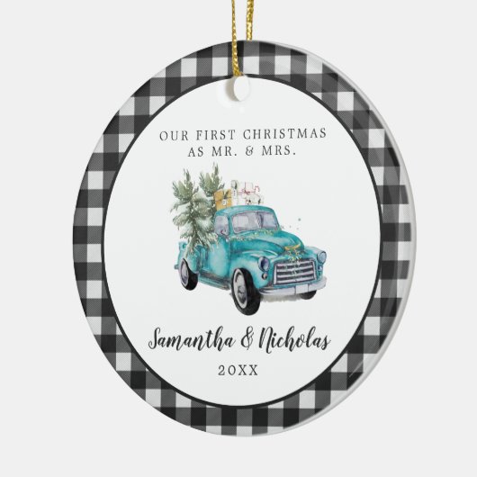 Rustikaler Bauernhof LKW | Erste Weihnachten Herr  Keramik Ornament (Links)