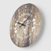 Rustikaler Bauernhof Milchkühe und Familienname Große Wanduhr (Winkel)
