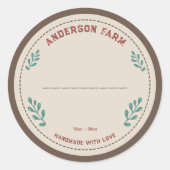 Rustikaler Bauernhof mit Blätter-Etikett Runder Aufkleber (Vorderseite)