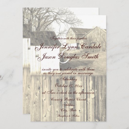 Rustikaler Bauernhof mit Einladung zum Hochzeitsfe (Vorne/Hinten)