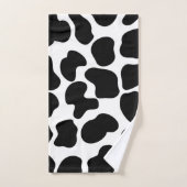 Rustikaler Bauernhof mit weißer und schwarzer Kuh Badhandtuch Set (Handtuch)