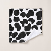 Rustikaler Bauernhof mit weißer und schwarzer Kuh Badhandtuch Set (Waschlappen)