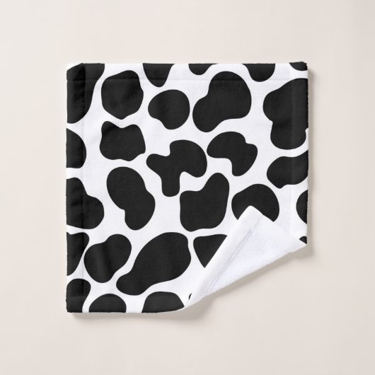 Rustikaler Bauernhof mit weißer und schwarzer Kuh Badhandtuch Set (Waschlappen)