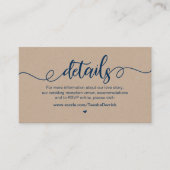 Rustikaler Bauernhof, Navy Blue, Kraft, Hochzeitde Begleitkarte (Vorderseite)