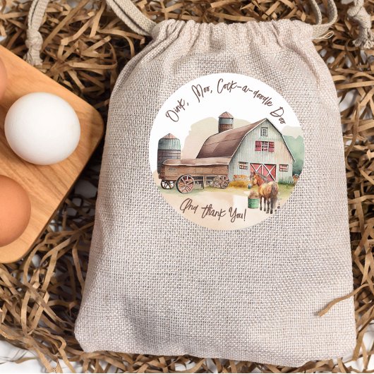 Rustikaler Bauernhof Oink Moo Birthday Vielen Dank Runder Aufkleber