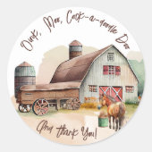 Rustikaler Bauernhof Oink Moo Birthday Vielen Dank Runder Aufkleber (Vorderseite)