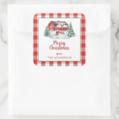 Rustikaler Bauernhof Schifffahrt Traktor Schnee We Quadratischer Aufkleber (Tasche)