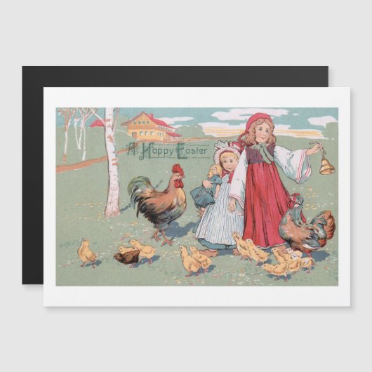 Rustikaler Bauernhof Vintag Happy Oaster Magnetkarte (Vorne/Hinten)