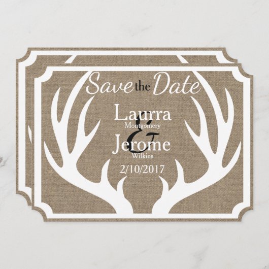 Rustikaler Bauernhof Weißer Hirschgewächse Save th Save The Date (Vorne/Hinten)