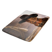 Rustikaler Bauernhof Western Stallholz Cowboystief Badematte (Schrägansicht)