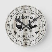Rustikaler Bauernhof Wohn Huhn Coop Individuelle N Runde Wanduhr (Vorderseite)
