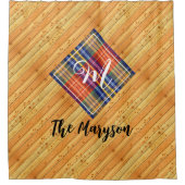 Rustikaler Bauernholz Kariert, Familienname Mit Mo Duschvorhang (Vorderseite)