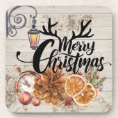 Rustikaler Bauernstil Holiday favorisiert Holz Mer Getränkeuntersetzer (Vorderseite)