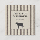 Rustikaler Bauernstil Ticking Square Business Quadratische Visitenkarte (Vorderseite)