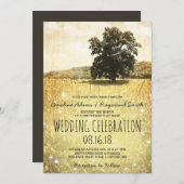 Rustikaler Baum auf verzauberter Wiesenhochzeit Einladung (Vorne/Hinten)