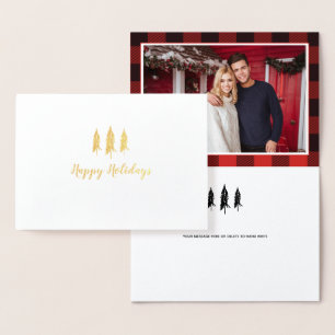 Rustikaler Baum Flannel Muster Urlaub Folienkarte