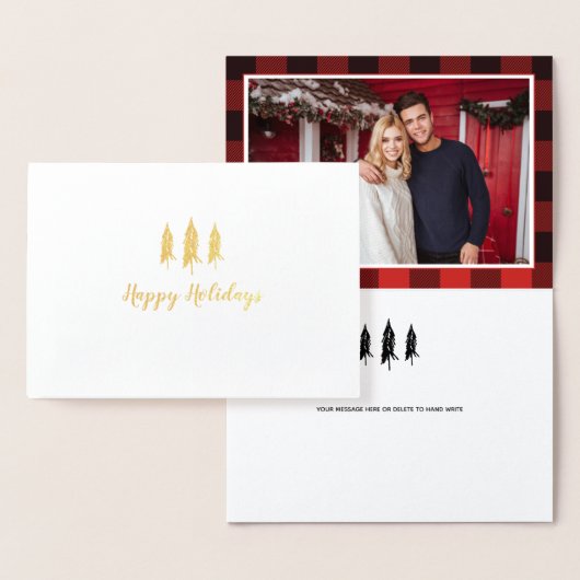 Rustikaler Baum Flannel Muster Urlaub Folienkarte (Anzeige)