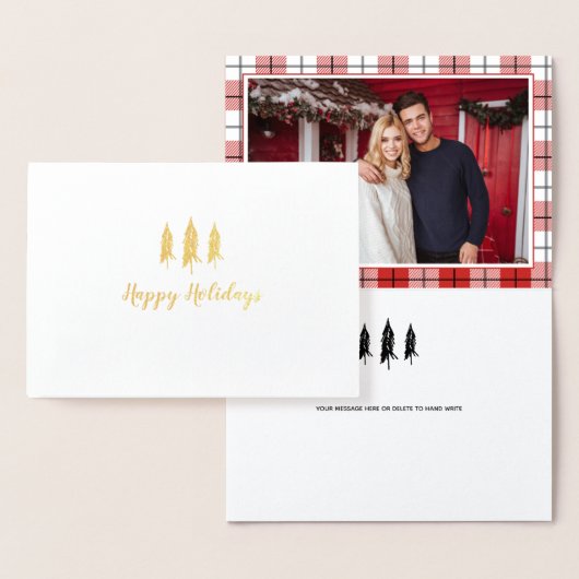 Rustikaler Baum Flannel Muster Urlaub Folienkarte (Anzeige)