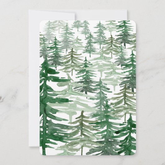 Rustikaler Baum Hirschkuchen Einladung zur Dusche (Rückseite)