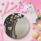 Rustikaler Baum & Licht Moderne Barnhochzeit Pappteller (Party)