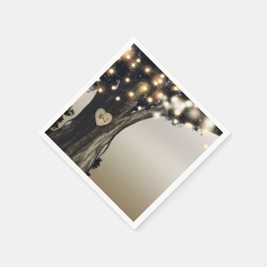 Rustikaler Baum & Licht Moderne Barnhochzeit Serviette (Ecke)
