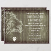 Rustikaler Baum mit Einladung zur Hochzeit im Herz (Vorne/Hinten)