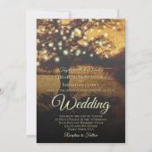 Rustikaler Baum mit Lichterketten Elegante Hochzei Einladung (Vorderseite)