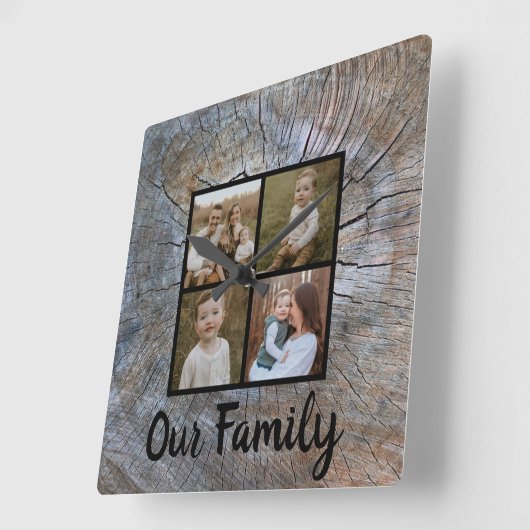 Rustikaler Baum-Ringelbaum, beängstigend Quadratische Wanduhr (Winkel)