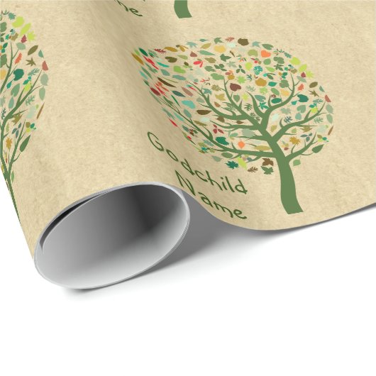 Rustikaler Baum Teen Godtochter Personalisiert Geschenkpapier (Rolleneckpunkt)