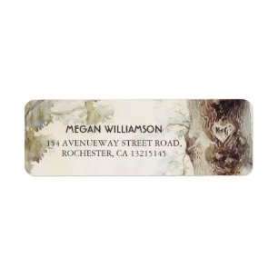 Rustikaler Baum und gemeißelte Rücksendeadressen-A