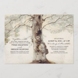 Rustikaler Baum und Herz-Hochzeitseinladungen Einladung