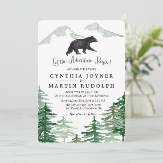 Rustikaler Baumbär - Einladung (Stehend Vorderseite)