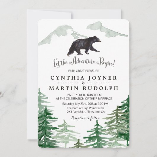 Rustikaler Baumbär - Einladung (Vorderseite)