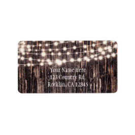 Rustikaler Baumbestand Barkholz & Lichter Einladun Adressaufkleber