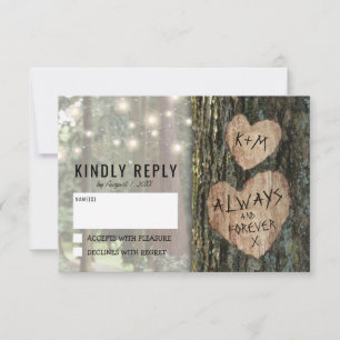 Rustikaler Baumhochzeit RSVP Country Twinkle Lig Karte