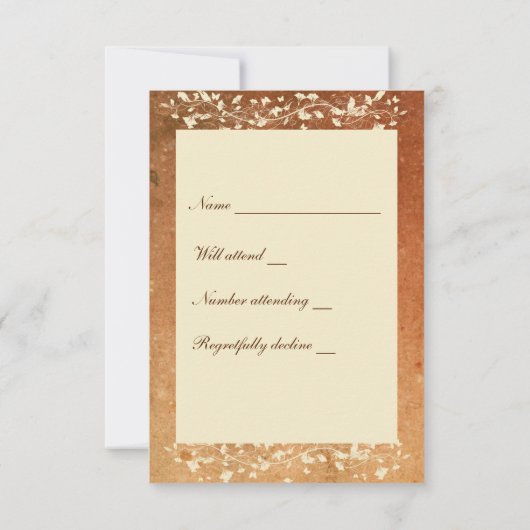 Rustikaler Baumkronen Warmes Rotes uAwg mit Umschl RSVP Karte (Rückseite)