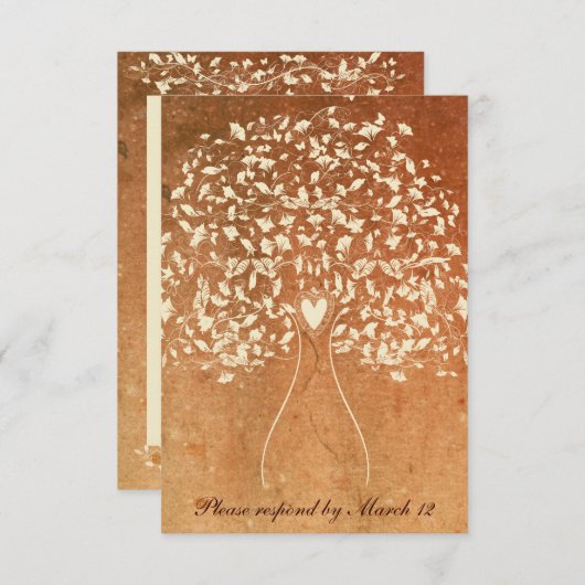 Rustikaler Baumkronen Warmes Rotes uAwg mit Umschl RSVP Karte (Vorne/Hinten)